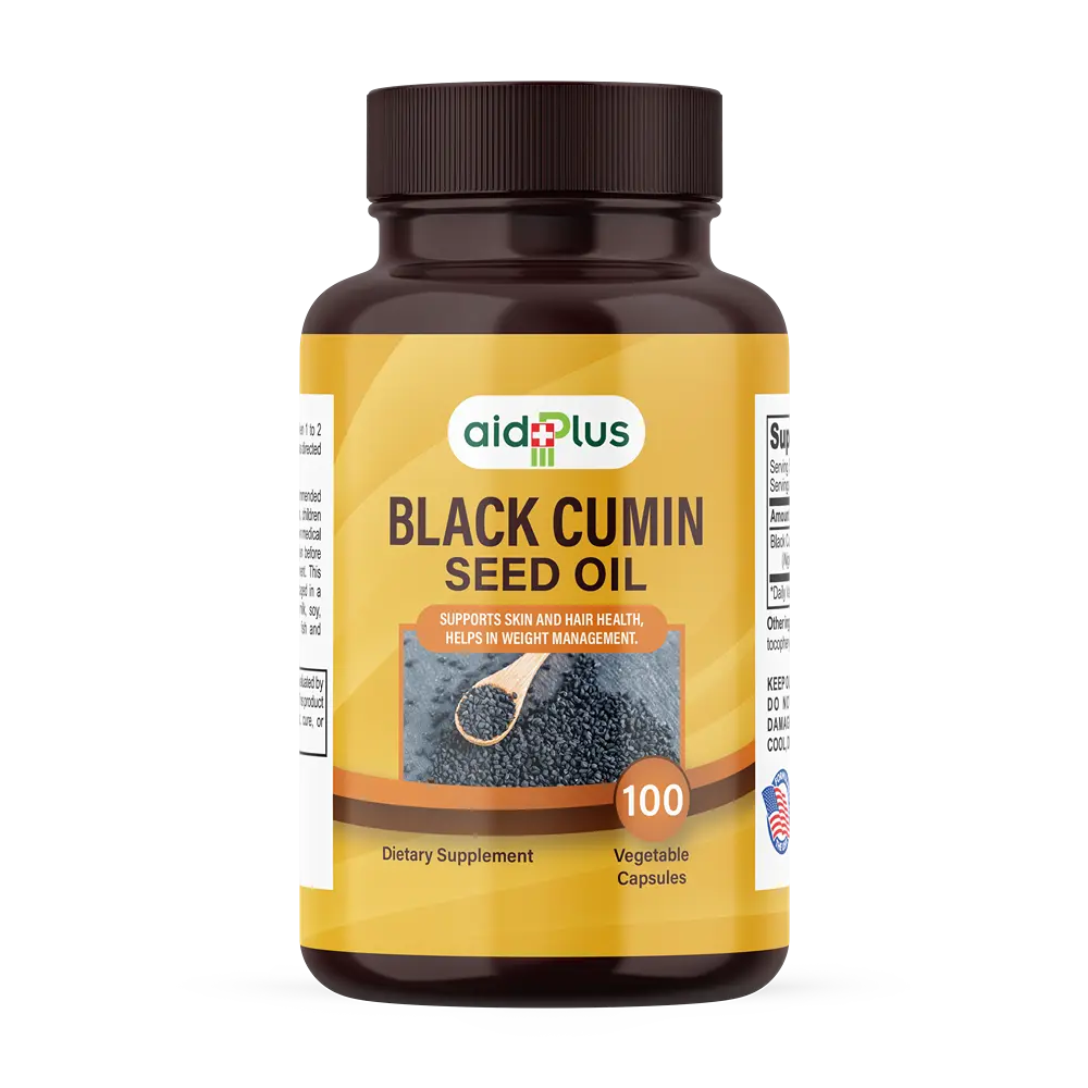 AID PLUS Black Seed Oil – 500mg – Nigella Sativa – 100 Vegetable Capsules