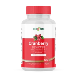 AID PLUS Cranberry Concentrate with Vitamins C & E – 120 Softgels | Urinary Tract Health Support