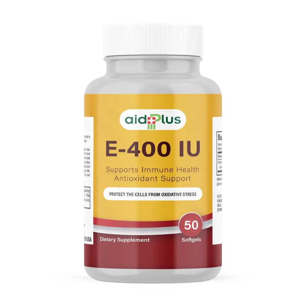 AID PLUS Vitamin E 400 (D-Alpha) 50’s – Immune & Antioxidant Support Softgels