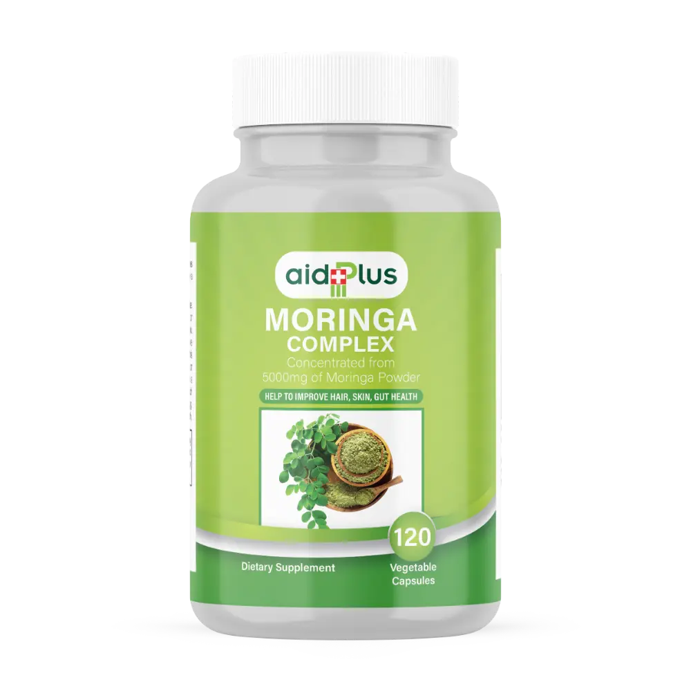 AID PLUS Moringa Complex – 5000mg Concentrated Extract – 120 Vegetable Capsules