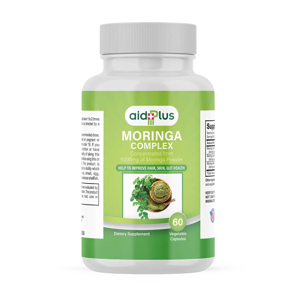 AID PLUS Moringa Complex – 5000mg Concentrated Extract – 60 Vegetable Capsules