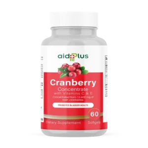 AID PLUS Cranberry Concentrate with Vitamins C & E – 60 Softgels | Urinary Tract & Immune Support