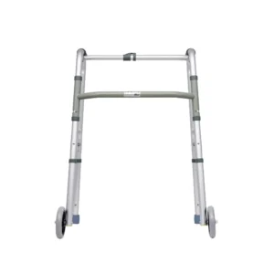 AID PLUS Walker with Wheels CA812LG-5 – Foldable Adjustable Aluminum Walking Frame for Elderly & Patients
