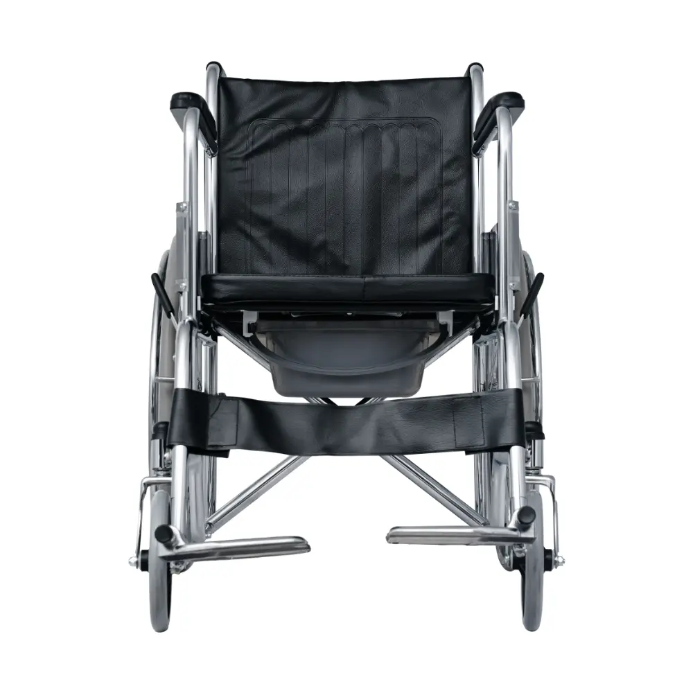 AID PLUS Wheelchair with Commode CA608 – Foldable Manual Steel Wheelchair for Elderly & Patients