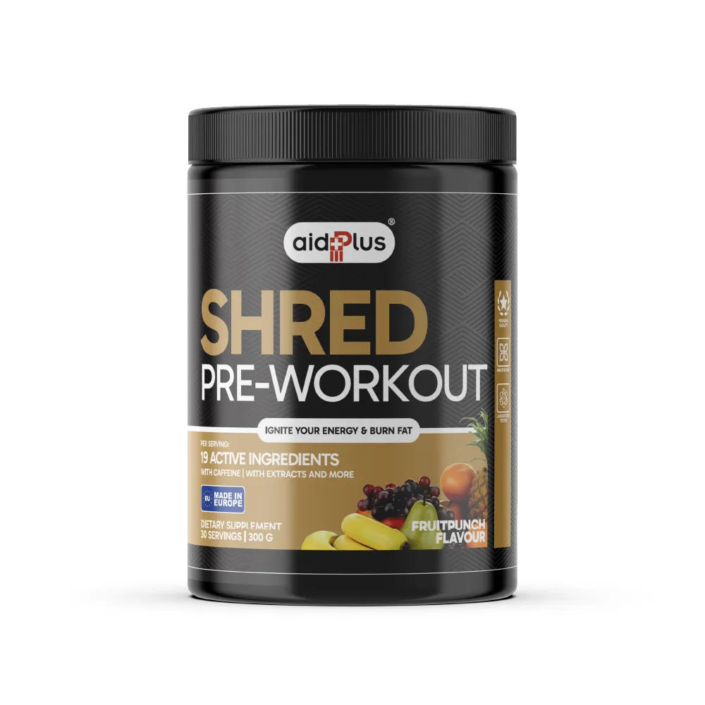 AID PLUS Pre Workout Shred Fruit Punch 300g – Energy & Fat Burn